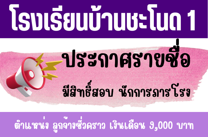 ประกาศรายชื่อผุ้มีสิทธิ์สอบ ลูกจ้างชั่วคราว ตำแหน่ง นักการภารโรง